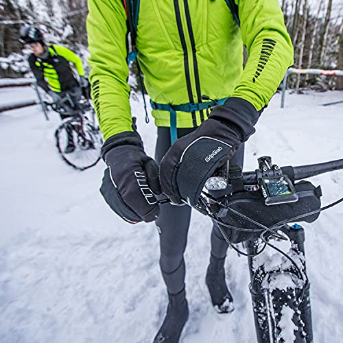 GripGrab Guantes Nordic de Ciclismo de Invierno Cortavientos Impermeables Térmicos Acolchados 3 Dedos Táctiles, Adultos Unisex, Negro, L
