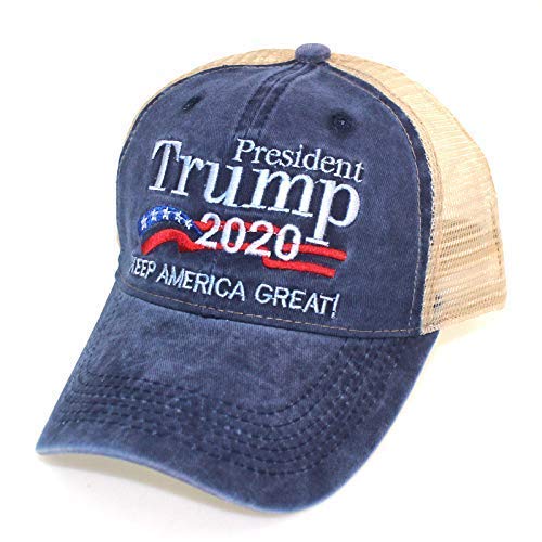 Gshy Sombrero de Donald Trump 2020 Gorra de béisbol con Bordado de Malla Keep America Great Sombrero de Verano Ajustable de algodón