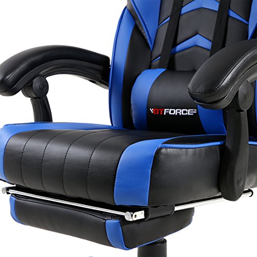 GTFORCE Turbo - Silla gamer reclinable para el ordenador - Ideal para casa y el trabajo - Cuero sintético - Azul