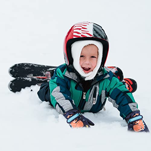 Guantes Ski Niño, Niño Guantes de EsquíInvierno, Guantes Ski de 6 a 10 Años Niño y Niña, Guantes de Nieve Niños, Guantes Ski para Esquí Correr Ciclismo (Azul)