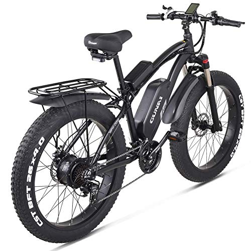 GUNAI Bicicleta eléctrica 48V Off-Road Fat 26"4.0 Neumático Bicicleta eléctrica de montaña con Asiento Trasero （Negro）
