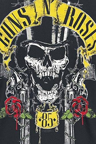 Guns N' Roses Top Hat Hombre Camiseta Negro M, 100% algodón, Regular