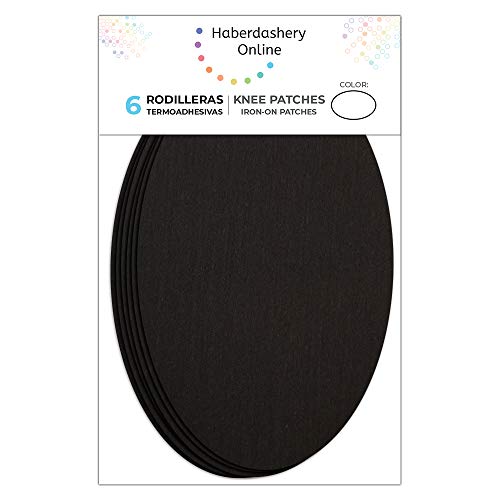 Haberdashery Online 6 Rodilleras TERMOADHESIVAS Negras Color 7. Rodilleras para Proteger Pantalones