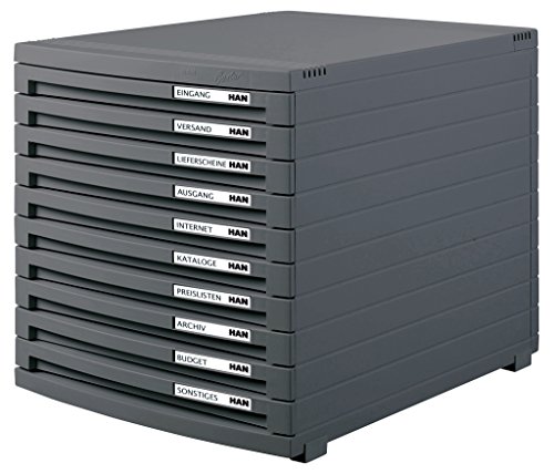 Han Contur B4 tamaño unidad de almacenamiento de escritorio (10 cajones cerrados, color gris oscuro