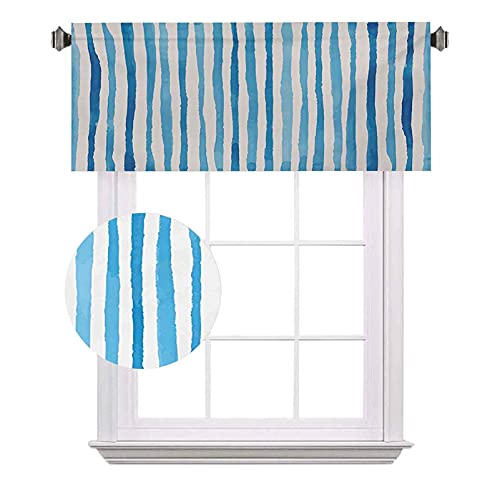 Harbour - Cenefas cortas, rayas de acuarela, diseño de rayas, diseño de cabaña, cortinas de ahorro de energía para cortinas de baño, 42 x 45,7 cm, color violeta azul y blanco