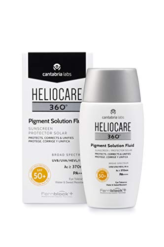 Heliocare 360° Pigment Solution Fluid Spf 50+, Crema Solar Facial, Ultraligero, Previene y Corrige Manchas, Unifica el Tono de la Piel, Sin Color, 50 Mililitros