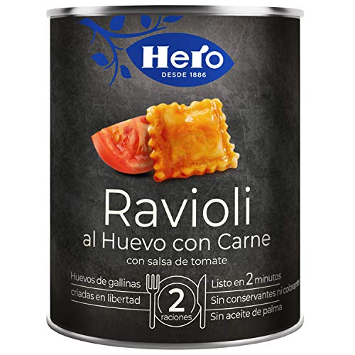 Hero Platos Preparados Ravioli al Huevo con Carne - Pack de 6x420 g