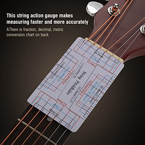 Herramienta Guitarra Cuerdas de Acción Regla, 2Pcs Doble Cara Guitarra Diapasón Fretboard Medición Herramienta con Impresión Limpia para Guitarra Bajo