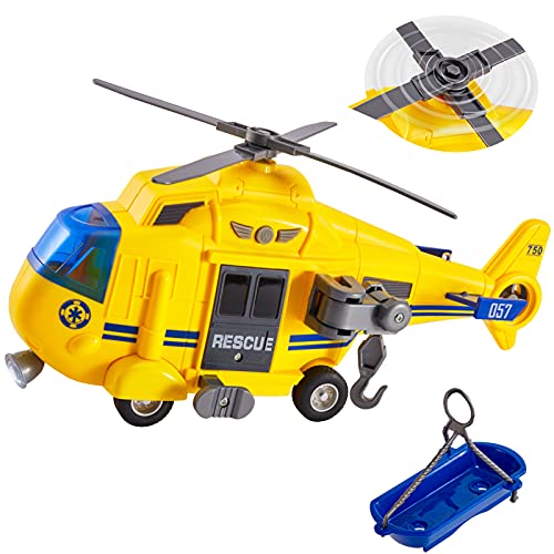 HERSITY Helicóptero de Rescate Grande Policía Modelos de Aviones de Juguete con Luz y Sonidos Aeroplanos para Niños 3 4 5 6 Años