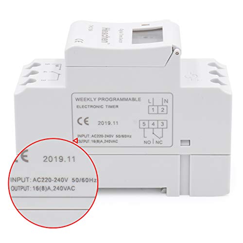Heschen Interruptor de relé de temporizador semanal de alimentación, Digital, LCD, THC15A, AC 220V a 240V, 16A SPST, 35 mm, carril DIN