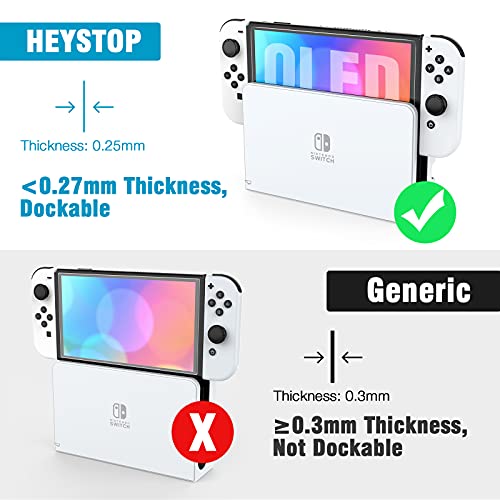 HEYSTOP Protector de Pantalla para Nintendo Switch OLED, Cristal Templado para Switch OLED Modelo Fácil Instalación, Sin Burbujas, Alta Definicion, 9H Dureza, Anti-Arañazos - 3 Piezas
