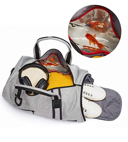 HHH Bolsa de Viaje Corto con Compartimento para Zapatos Impermeable y Duradera Impermeable para Hombres/Mujeres para Deporte Yoga Viaje Fitness Travel Bag & Duffel Bag,Gray