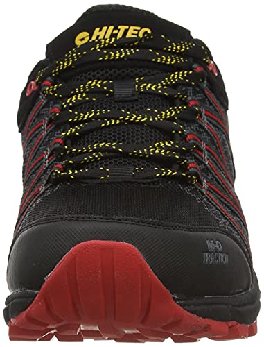 Hi-Tec Serra Trail-Black/Molten Lava/Spectra Yellow Uk7, Zapatos para Senderismo Hombre, 41 EU