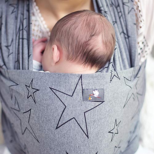 HOPPEDIZ elástico portabebés para Früh de y Recién Nacidos, incluye instrucciones de uso berenjena Talla:4,60m x 0,50m