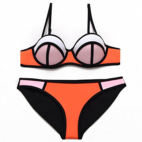 HOSD Bikini de Neopreno Color a Juego Traje de baño Dividido para Mujer