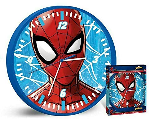 HOVUK® Disney Character Marvel Spiderman - Reloj de pared unisex de cuarzo para niños y niñas de 3 años