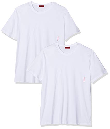 HUGO T-Shirt RN Twin Pack Camiseta, Blanco (White 100), Medium 2 para Hombre