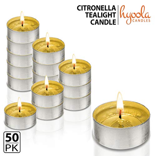 Hyoola Tealight Citronella Candles - Anti Mosquito Candle - 4 Hour Burn - 50 Pack - DEET Free