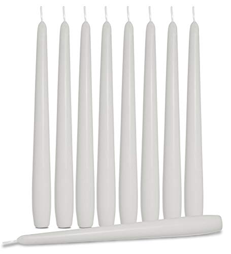 Hyoola White Taper Candles - European Made Candlesticks - 10 Inch Tall - 8 Hour Burn Time (30 Pack)
