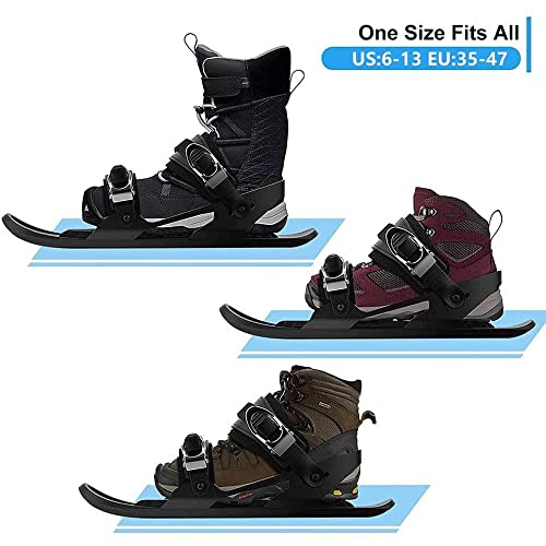 HYQW Mini Patines De Esquí Ajustable - Esquís Antideslizantes para Adultos para La Nieve Skiboard Snowblades - Skiing Universal Sledding Snowboard Ski Boots,Blue-Adult
