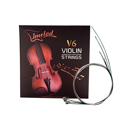 Imelod Cuerdas de violín Conjunto completo universal (G-D-A-E) Cuerdas de violín Núcleo de acero Níquel-plata Herida con extremo de bola niquelado para 4/4 3/4 1/2 1/4 violines(2 Set)