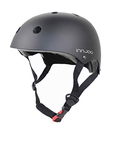 InnJoo IJ-Helmet-BLK Casco Patinete Eléctrico, Bicicleta Urbana, Patines y Skateboard, Adultos Unisex, Negro, Talla L