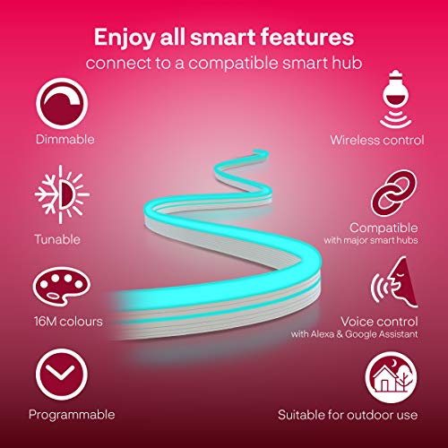 Innr Smart Outdoor Flex Light Color, 2m Smart LED Strip, funciona con Philips Hue*, Google y Alexa (Bridge necesario), regulable, 2 metros tira LED RGBW, IP67, OFL 120 C