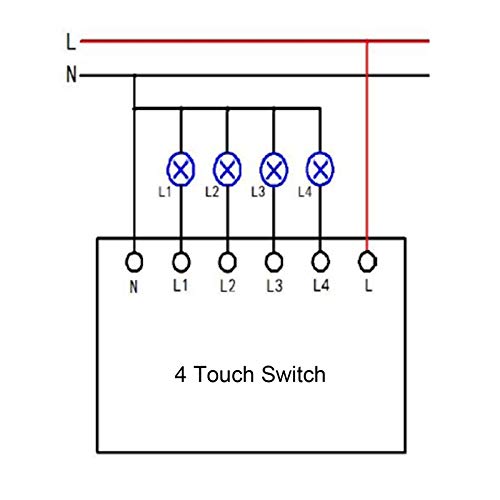 Interruptor WiFi, Interruptor táctil, Control manual dual táctil 4 canales 4 vías Tipo 86 Compatible con Amazon Alexa Google Home