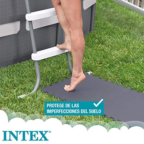 Intex 29084 - Protector suelo, suelo goma EVA, 8 piezas, pieza 50x50 cm, 190 cm², Puzzle tapiz, Protector jardín, resistente al agua, secada rápido, color gris, INTEX