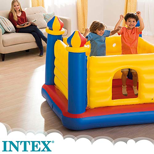 Intex 48259NP - Castillo hinchable INTEX, 175x175x135 cm, suelo hinchable, Para 2 niños, Peso máximo 45 Kg, Color rojo, amarillo y azul, Castillos hinchables infantiles