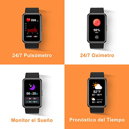 IOWODO R5 Reloj Inteligente,Pulsera de Actividad con Oxígeno en Sangre (SpO2),1.57'' Smartwatch Impermeable IP68 con Monitor de Frecuencia Cardíaca,Sueño Podómetro y Calorías para Andriod y iOS