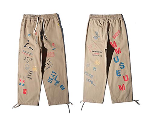 Irypulse Unisex Cargo Pantalones Combate Trousers Graffiti Impresión Casual Moda Ropa Calle Pants para Hombres Mujeres Jóvenes Otoño Invierno