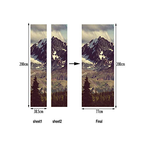 izielad 3D Cordillera de Alaska Etiqueta de la Puerta Mural Foto autoadhesiva Etiqueta de la Pared Etiqueta 38.5x200cmx2Pcs