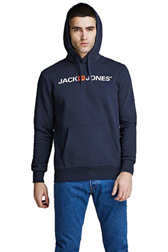 JACK & JONES Jjecorp Logo Sweat Hood Noos_12137054, Hombre, Azul (Navy),M