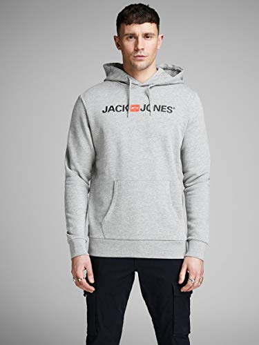 Jack & Jones Jjecorp Logo Sweat Hood Noos_12137054 Sudadera con Capucha, Gris (Light Grey Mixed), S para Hombre