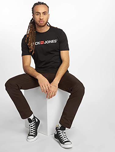 JACK & JONES Jjecorp Logo Tee Ss Crew Neck Noos, Camiseta Hombre, Negro (Black), L