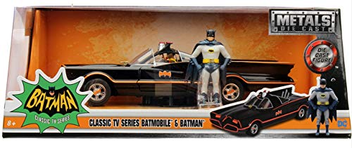 Jada- Batman Vehiculo Clasico Batmovil w/Batman & Robin, Multicolor (98259)