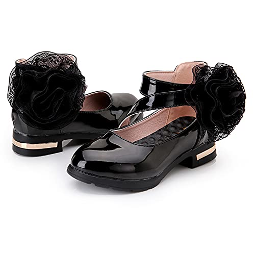 JDGY Zapatos de baile para niña, sandalias de princesa, zapatos infantiles, zapatos de piel, sandalias, transpirables, zapatos de boda, zapatos de fiesta, carnaval, zapatos de tacón, Negro , 36