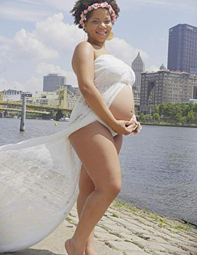 JENJON Mujer Embarazada Encaje Vestido de Fiesta Largos con Aberturas,Premamá Faldas Fotografía,Foto Shoot Dress de Maternidad Blanco M