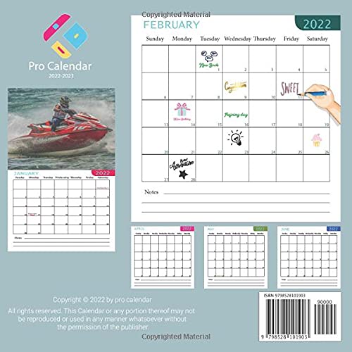 Jet ski Calendar 2022: Official Jet sk Calendar 2022 16 Months