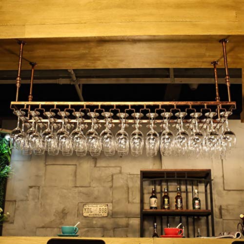 JHGJBJ Soportes para Copas Sostenedor del Vidrio de Vino Sostenedor del cubilete Colgando Estante del Vidrio de Vino Bar Escritorio Bar Club (Color : Brown, Tamaño : 120 * 40cm)