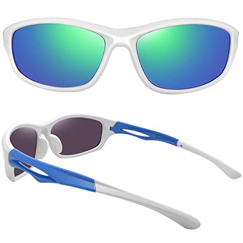 Joopin Gafas de Sol Deportivas Polarizadas con Protección UV 400 Gafas de Ciclismo, Bicicleta Montaña Moto, Golf y Deportes al Aire Libre para Hombres y Mujeres Lente con espejo verde