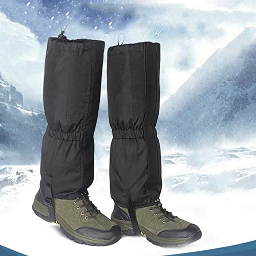 JQDMBH Calentadores,Calentadores piernas 1 par Impermeable al Aire Libre Senderismo Caminando Escalada Pasas de Patas Pasas de esquí for Hombres y Mujeres (Color : Black, Size : Large)
