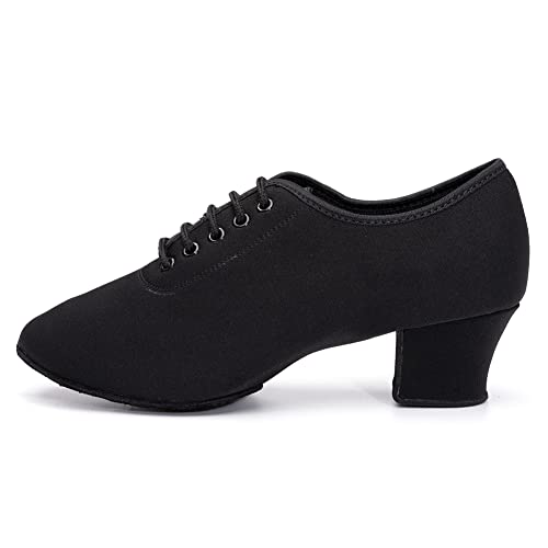 JUODVMP Zapatos de Baile Práctica Mujer Hombre Zapatos de Profesor de Baile Salón de Baile Salsa Jazz Zapatos de Entrenamiento de Baile Tacón bajo 5 cm Suela de Gamuza, 39 EU