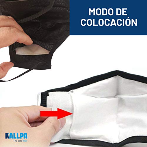 KALLPA® 50 filtros para mascarillas UNE0065 - REUTILIZABLES - fabricados en ESPAÑA - hidrófobo, antiestático y antibacteriano, muy transpirable, (TNT) (tnt)
