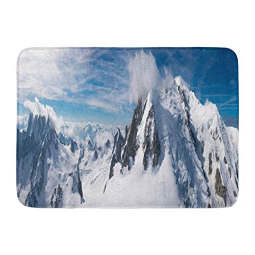 Kanaite Alfombrillas Alfombras de baño Alfombrilla para Exterior/Interior Mont Blanc es la montaña más Alta de los Alpes y Europa Hermoso Panorama del día Soleado Europeo Decoración de baño