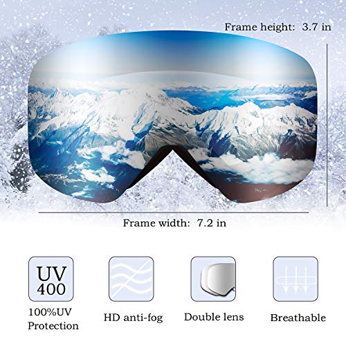 Karsaer Gafas de esquí Snowboard Gafas de nieve OTG Imán Dual Capas Lente Anti-Niebla Protección UV Mujeres Hombres