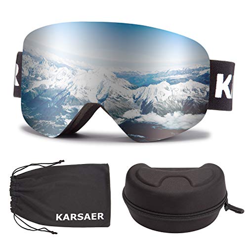 Karsaer Gafas de esquí Snowboard Gafas de nieve OTG Imán Dual Capas Lente Anti-Niebla Protección UV Mujeres Hombres