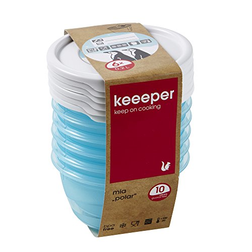 keeeper MIA Polar Botes para Alimentos, PP, Ice Blue (Transparente), 6X 200 ml, 6