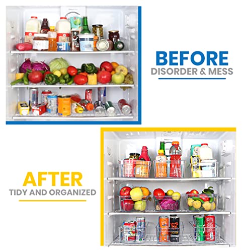 KICHLY Organizadores para la despensa - Juego de 8 (4 grandes, 4 pequeños) - Compartimentos de almacenamiento para la cocina, despensa, armarios, encimeras y refrigerador - sin BPA (Transparente)